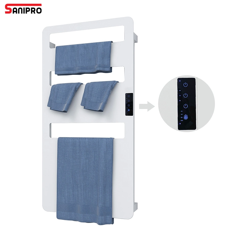 Sanipro Venta caliente cuarto de baño en la pared Electric calentador de toallas Secador de ropa caliente temporizador táctil inteligente Racks calienta toallas