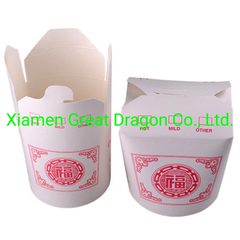 Asian Take-out Paper Food Boxes with Metal Wire Handle (NPC-1202)