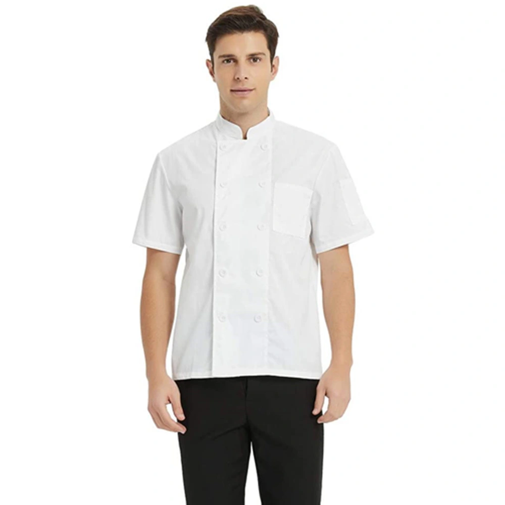 Restaurant White Short Sleeve Chef Jacket Clothes Bar Kitchen Uniform Cool Vent Chef Shirt with Custom Logo