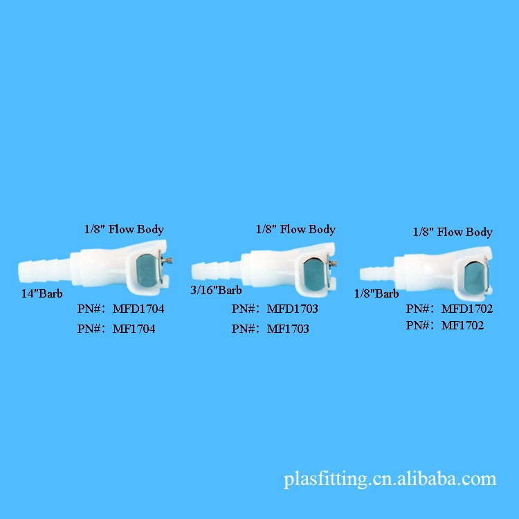 Biomedical 1/8" 3/16" 1/4" Hose Barb Valved in-Line Plastic Water Air Hose Quick Disconnect Tube Hose Couplings