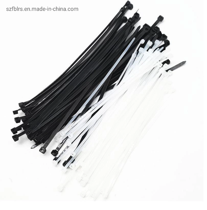 Bande de gros de câble en nylon blanc 3*100*4*200 Attache en plastique transparent sur le fil noir