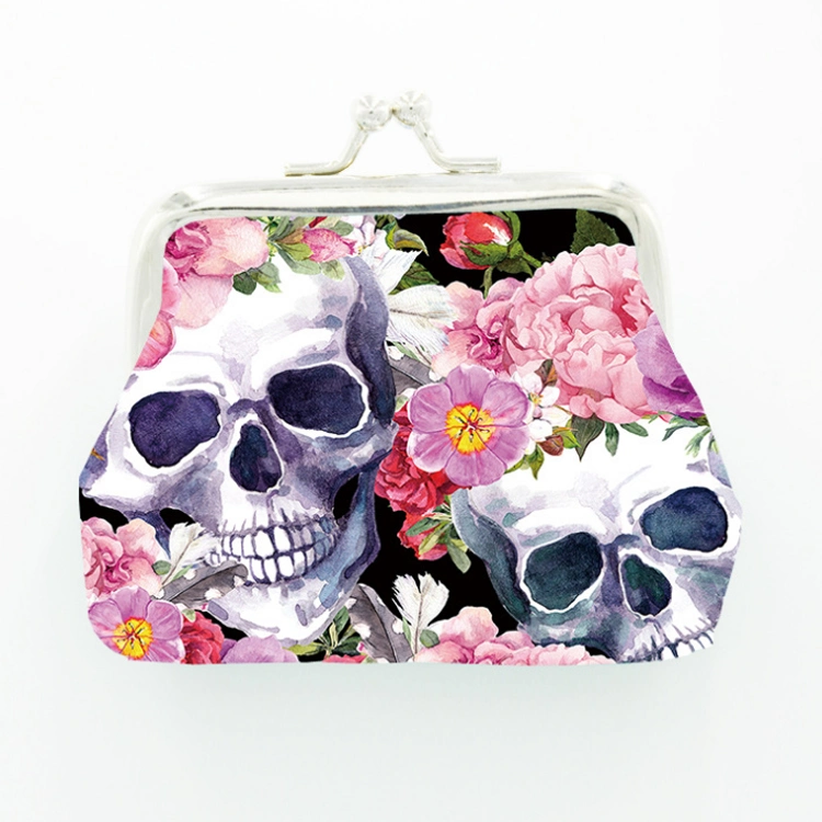 Wholesale/Supplier Printing Kiss Lock Mini Change Purse Skull Wallet Coin Purse