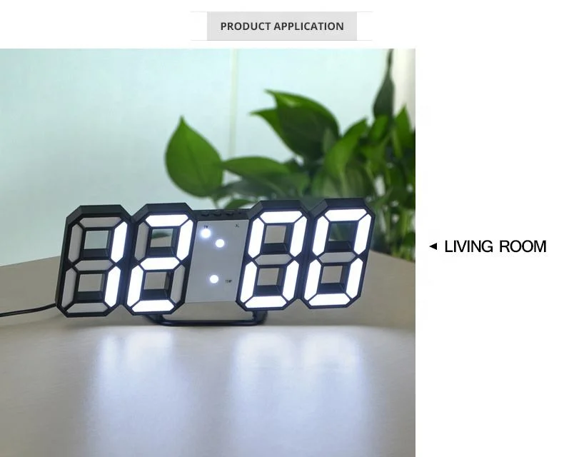 إضاءة ليلية لـ Pokoint Living Room Table Wall Clock Digital Timer ساعة المنبّه