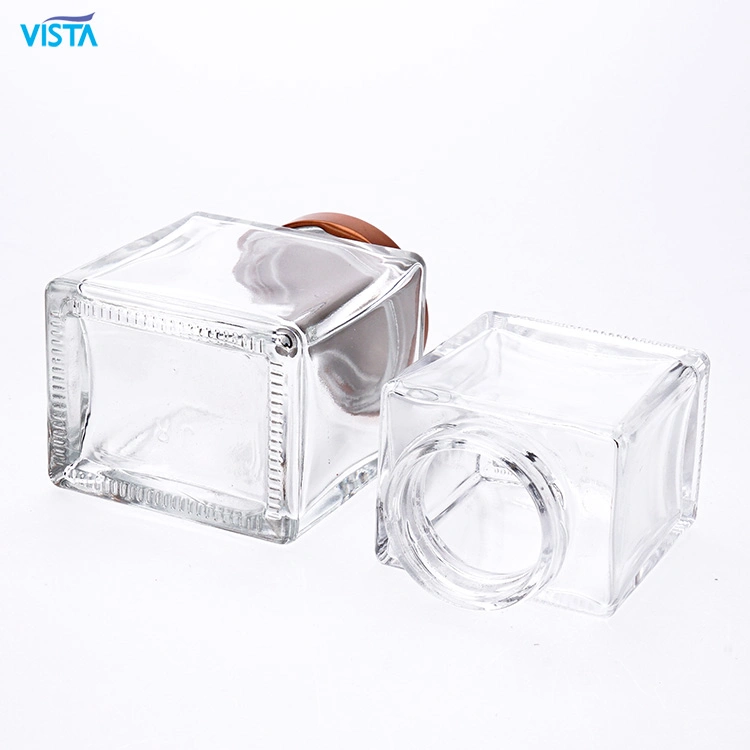 Vista Ready Mold Food Squre Glass Storage Jar Wholesale/Supplier High Flint Glass Food Jar and Bottle with Metal Lid