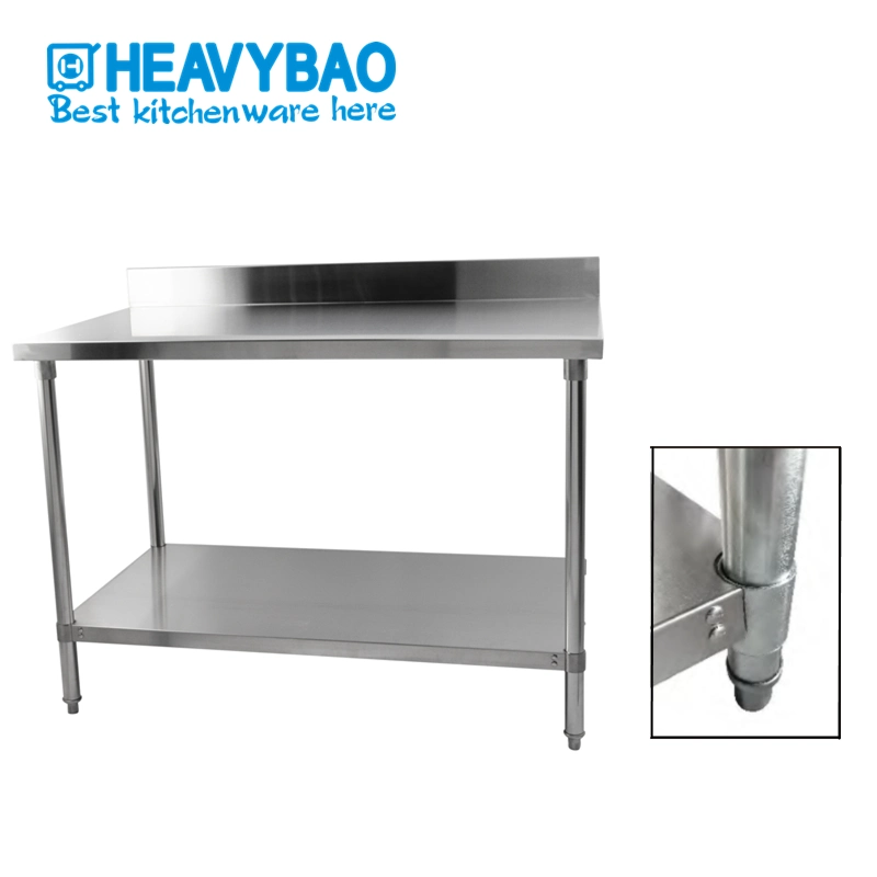 Restaurante Heavybao Knocked-Down Cocina laboratorio de tubo redondo de acero inoxidable mesa de trabajo en 700mm de ancho