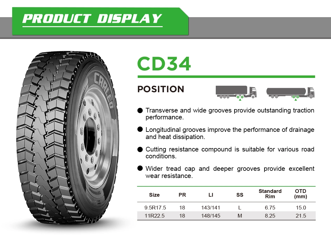 Carleo Brand Truck Tyre 9.5r17.5 FC53 CD34