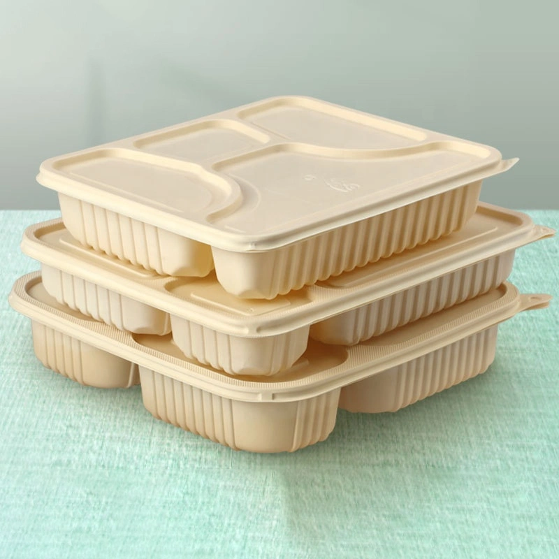 Una impresión personalizada de Venta caliente ecológicos desechables biodegradables envases de pasta de caña de azúcar de comida para llevar comida Lunch box comida contenedor fabricado en China