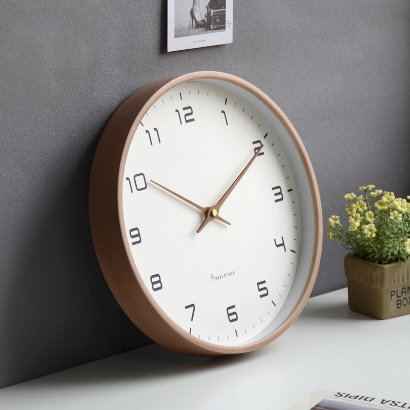 Décoration de maison Nordic en bois numérique massif simple salon mur Horloge