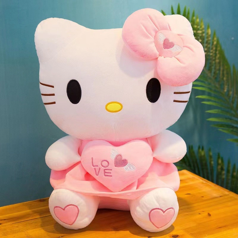 Sanrio Hello Kitty Cat Plush Toys Cartoon Kt Cat Plushie Doll Soft Stuffed
