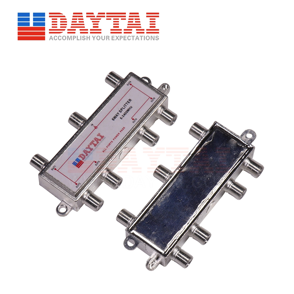 F Type Female Connector CATV Satellite 6 Way Splitter