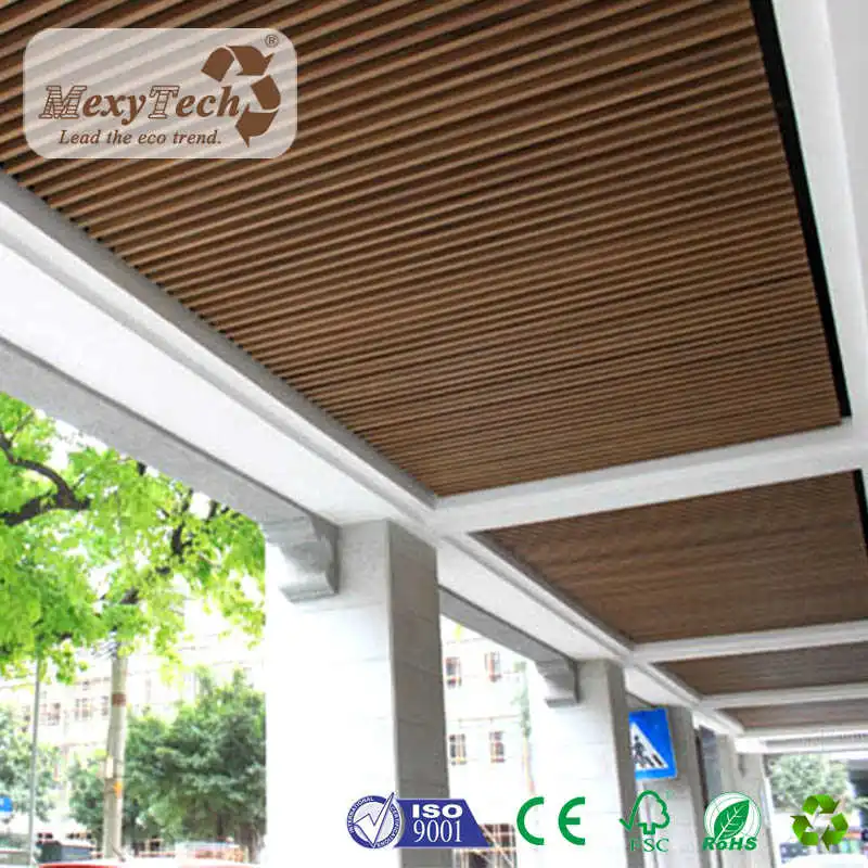 Layout Decorative Wooden Modern Hall PVC WPC False Ceiling Designs