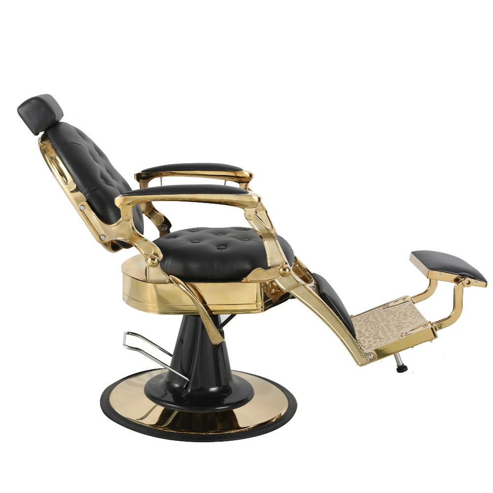 Cadeira de Barbeiro confortável Swivel Retro Black Gold