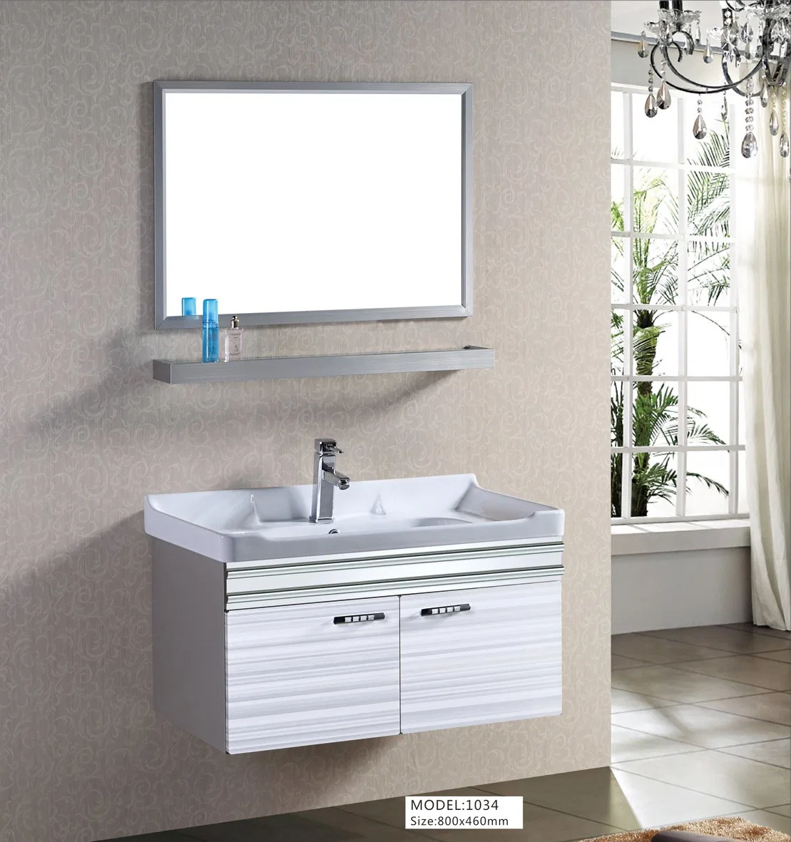 Wall-Mounted Stainless Steel Modern Bathroom Vanity Set