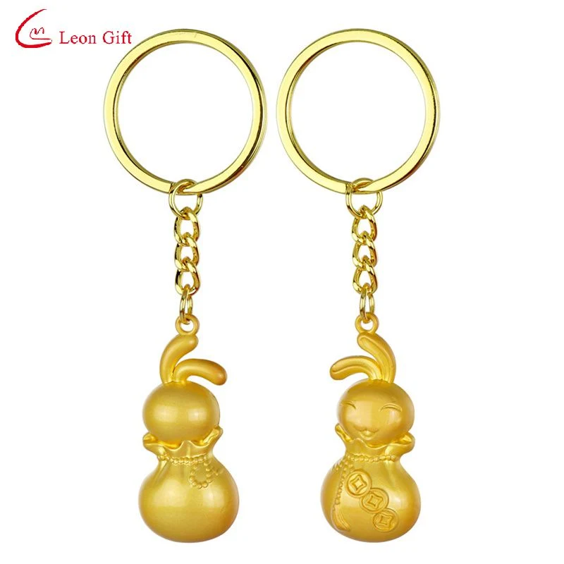 شعار المصنع بالجملة 3D فارغة سنة من الأرنب Zodiac Car Key Chain Pendant Gold Store Jewellery Line Bank سلسلة مفاتيح معدنية هدية رفيقة