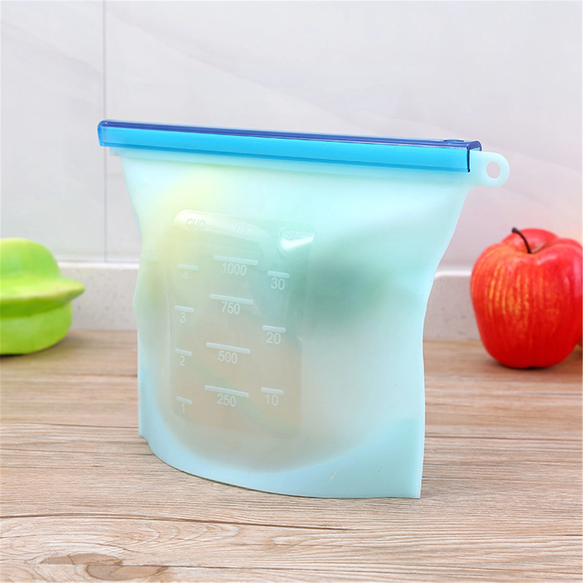 Bolsas de congelación de Ziplock para conservar fresco Bolsa de alimentos de silicona para el vacío de almacenamiento reutilizable