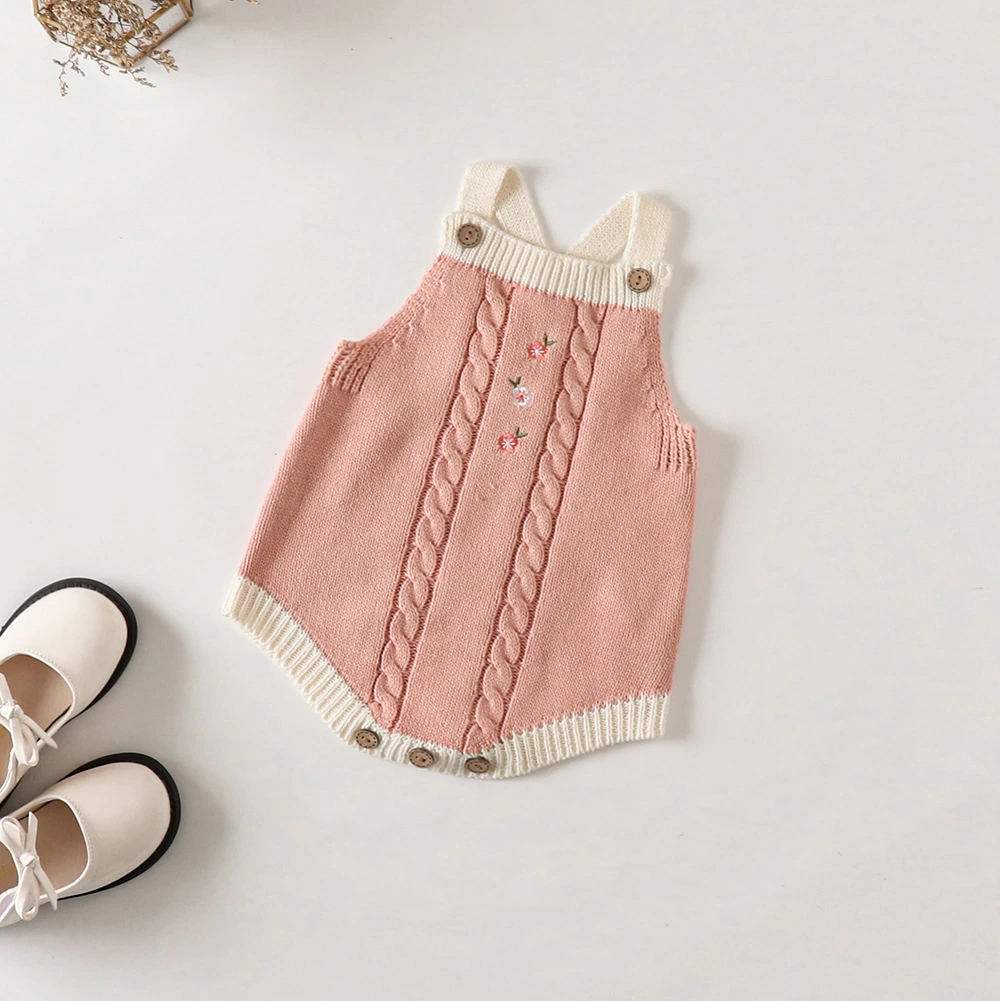 Infant Child Knitted Vest Suit Baby Romper Overalls Romper Knitted Cardigan