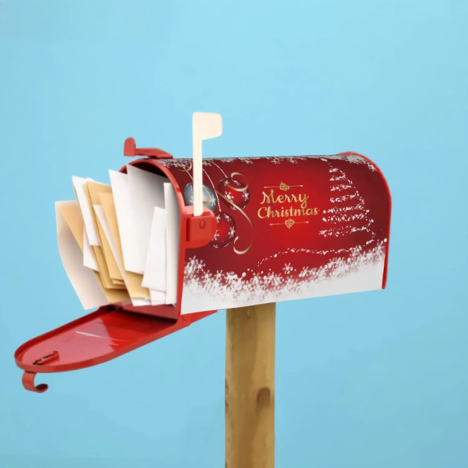 Buzón de Navidad cubre árbol de Navidad Invierno Snowflake Buzón de cubierta magnética Rojo Invierno bienvenida Mail Box cubre Jardín decoración al aire libre