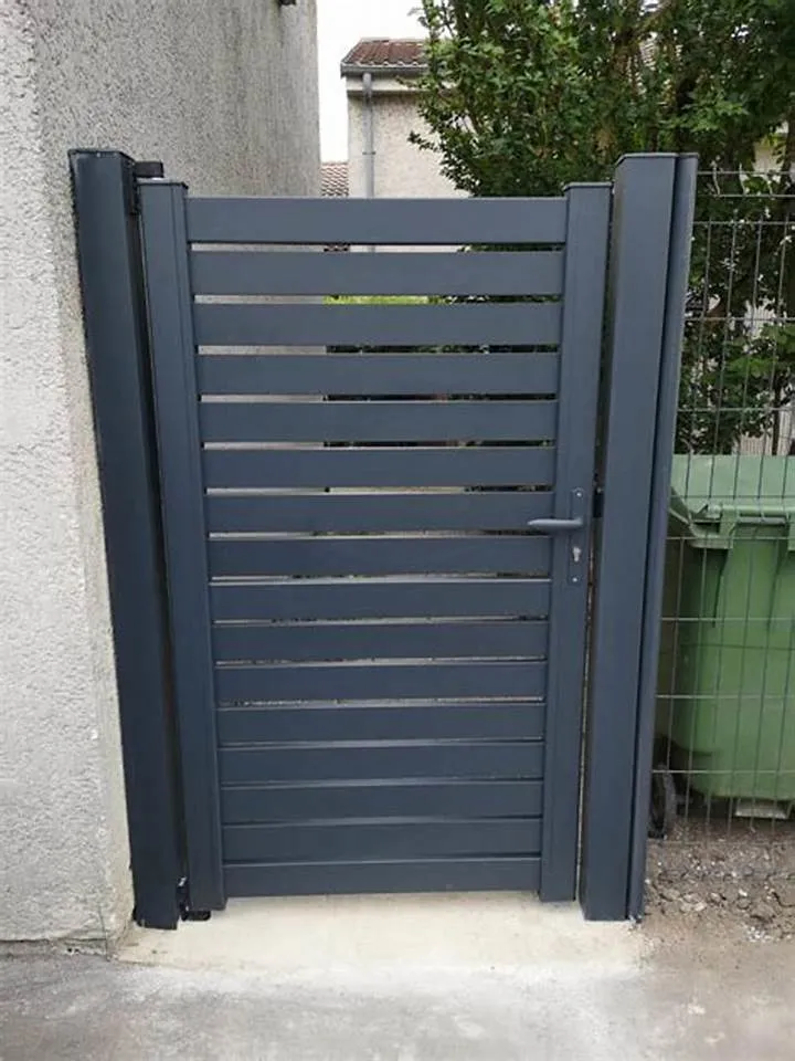 Modern Simple House Decoration Privacy Pedestrian Single Gate Design Nz Driveway Automatic Driveway Hidden Gate Swing Aluminum