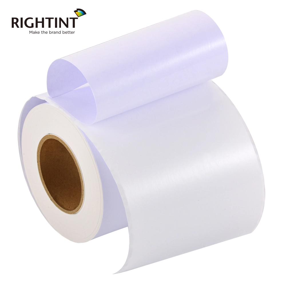 Material sintético Rightint branco mate para etiqueta de jato de tinta adesiva para impressora