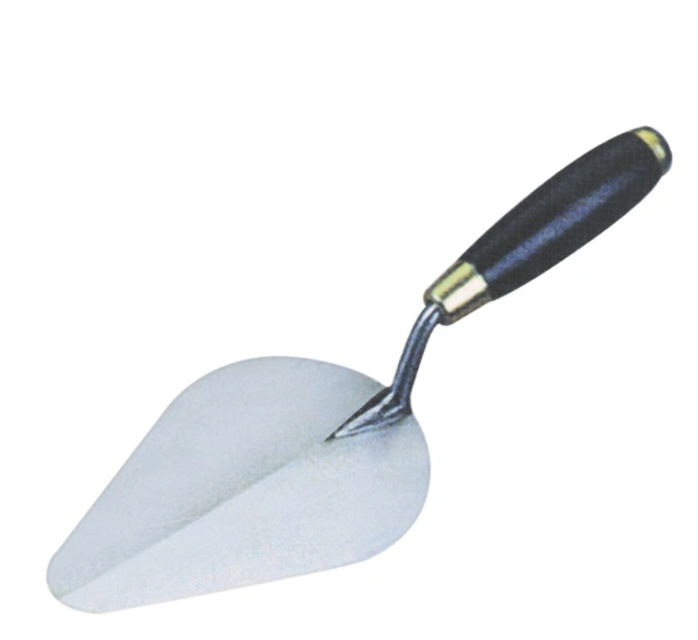 Bricklaying Trowel, Triangular, Wooden Handle, Metal Cover 140mm