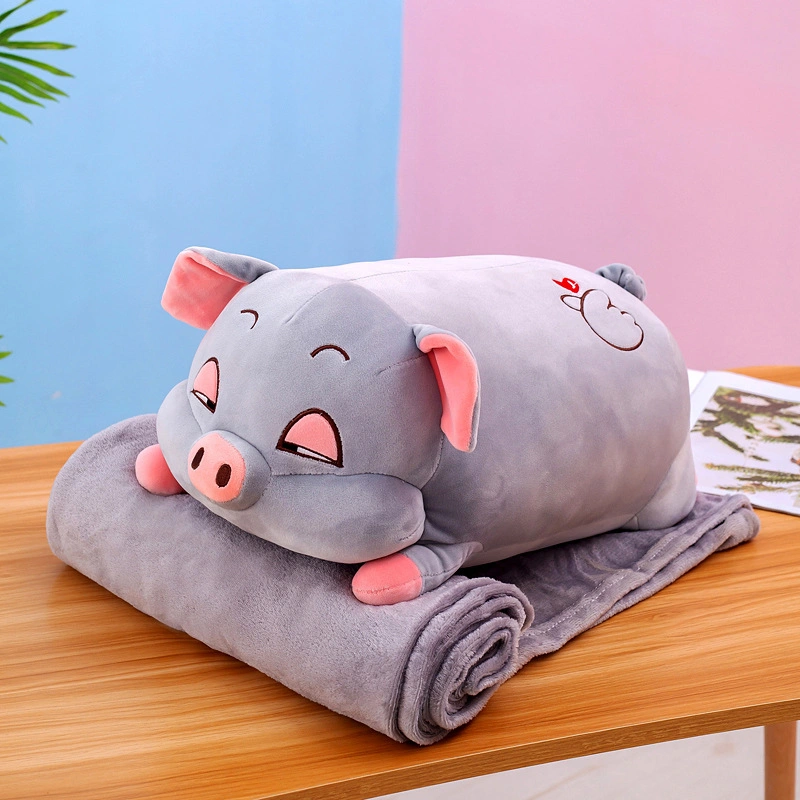 Stuffed Animal Plushie Pig Doll Plush Toy Pillow Blanket Set