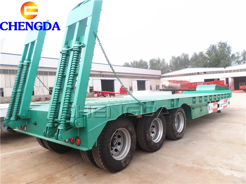 3axles 70tons Excavator Transport Gooseneck Lowbed Truck Semi Trailer