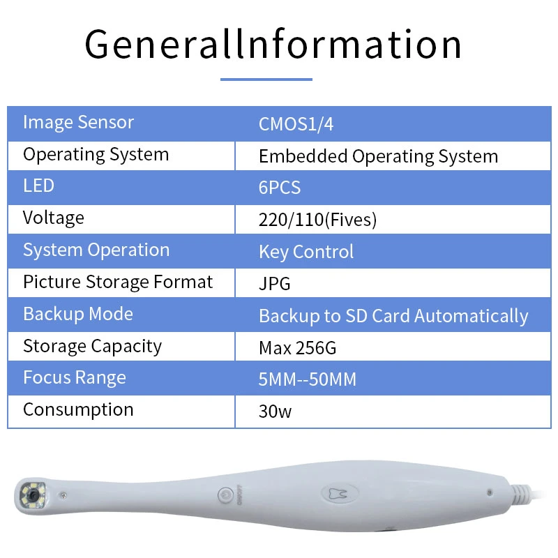 Dental USB Oral Endoscope Portable Observation Handle Photo 30W Pixel Instrument