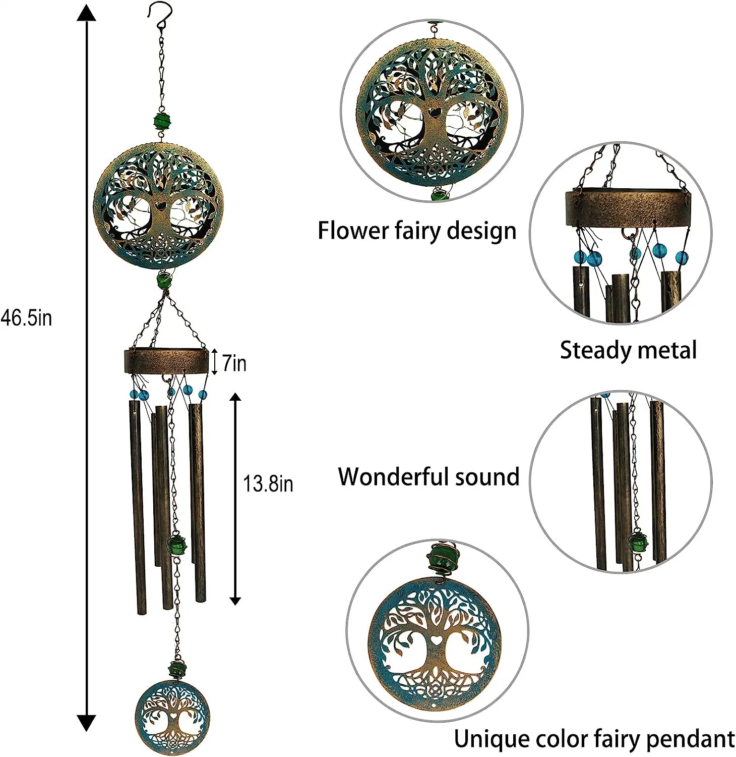 Árbol de la vida al aire libre Deep Tone Regalos únicos Memorial viento Chimes