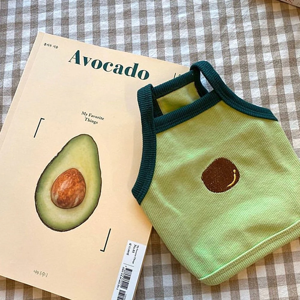 Best Seller Puppy Clothing Leisure Summer Dog Pet Small Popular Avocado Pattern Soft Cotton Vest Clothing