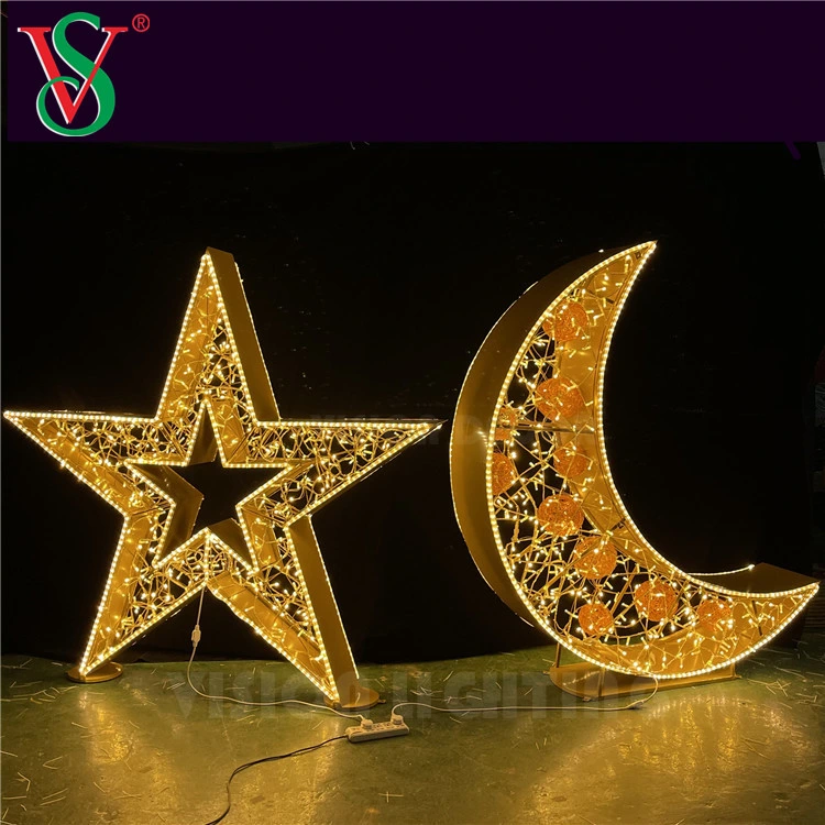 Large Outdoor Decorative Metal Colorful 3D LED Star Motif Lighting