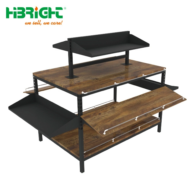 Supermarket Hot Sale Commercial Wagon Style Wooden Fruit Shop Shelves