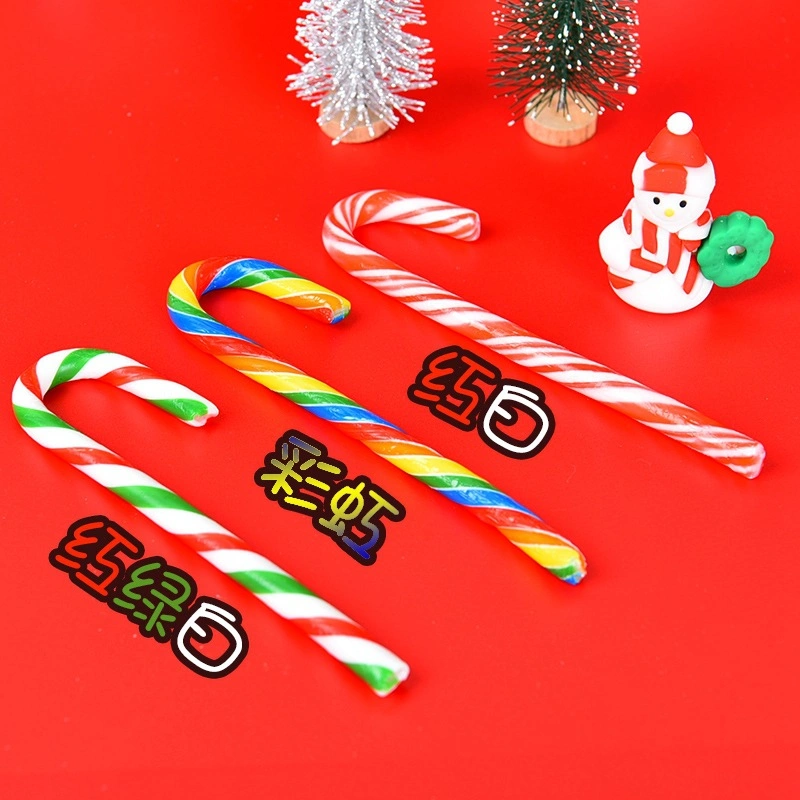 Leisure Fruit Flavor Candy Cane Christmas Candy Children&prime; S Fun Creative 12g Double Hole Multicolor Hard Candy Sweet Stick Normal