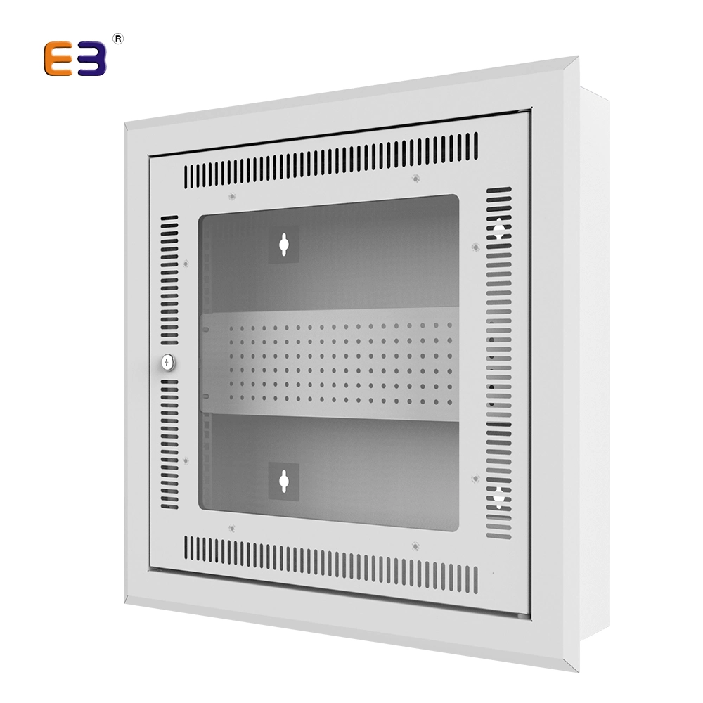 Embedded Type Glass Door Slim Wall Mounting Data Cabinet