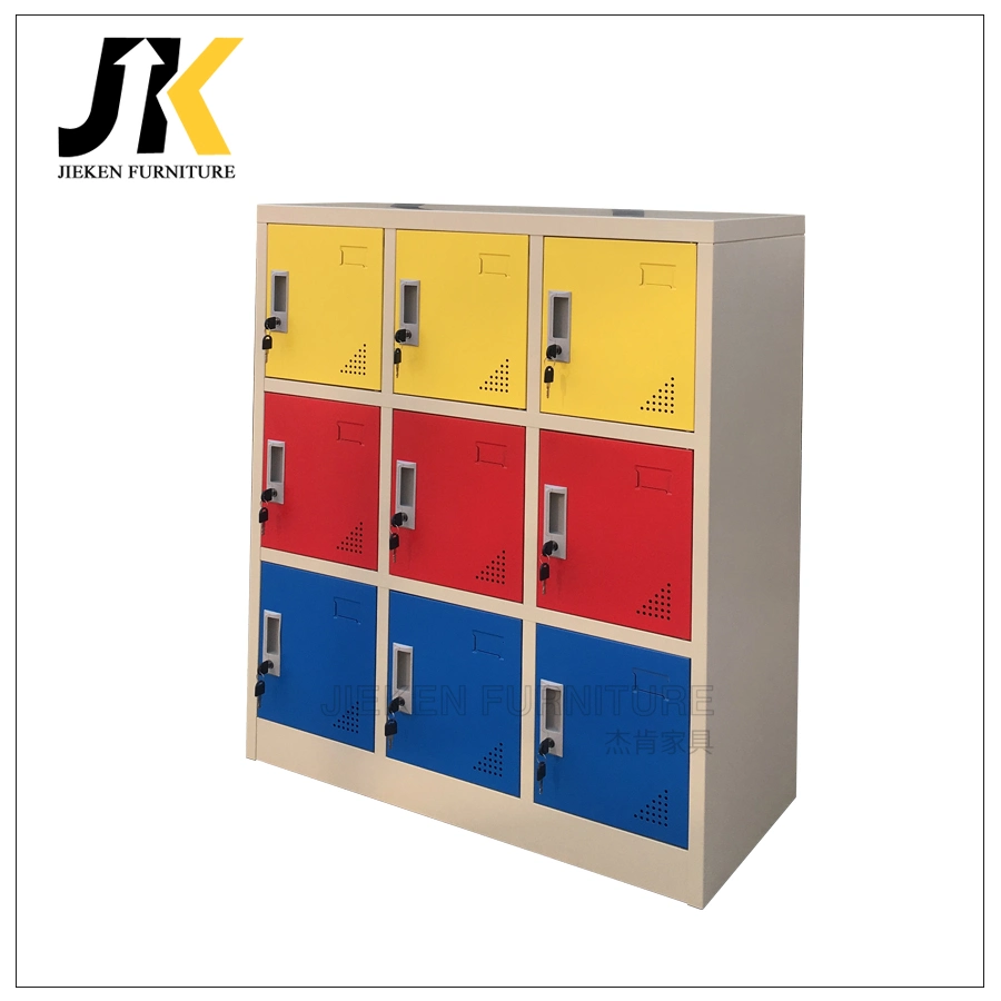 Tri-Color Mix - up Nine - Door Metal Wardrobes with Lock