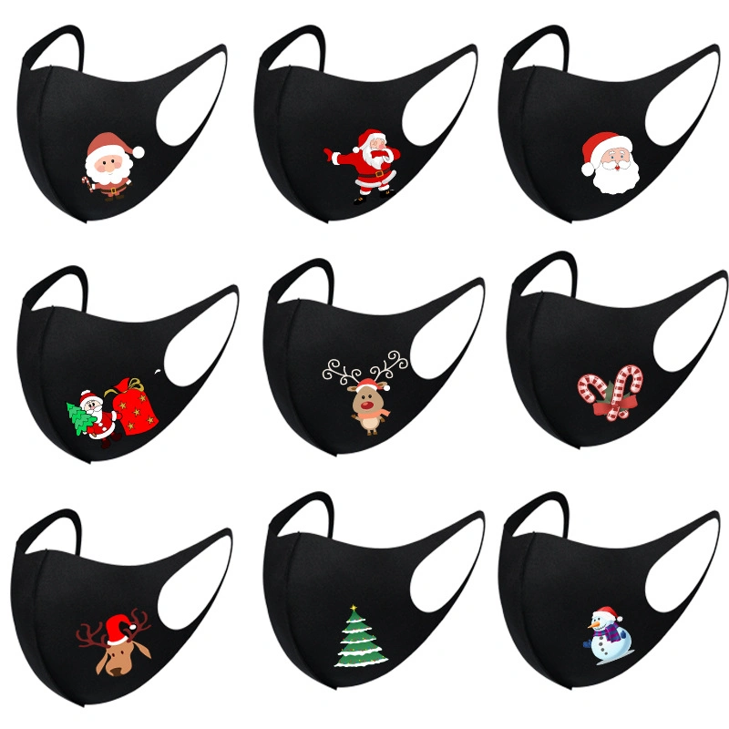 Decorative OEM Custom Logo Cotton Adult Kids Black Cloth Favors Animal Mouth Mask Creative Reusable Christmas Party Face Mask