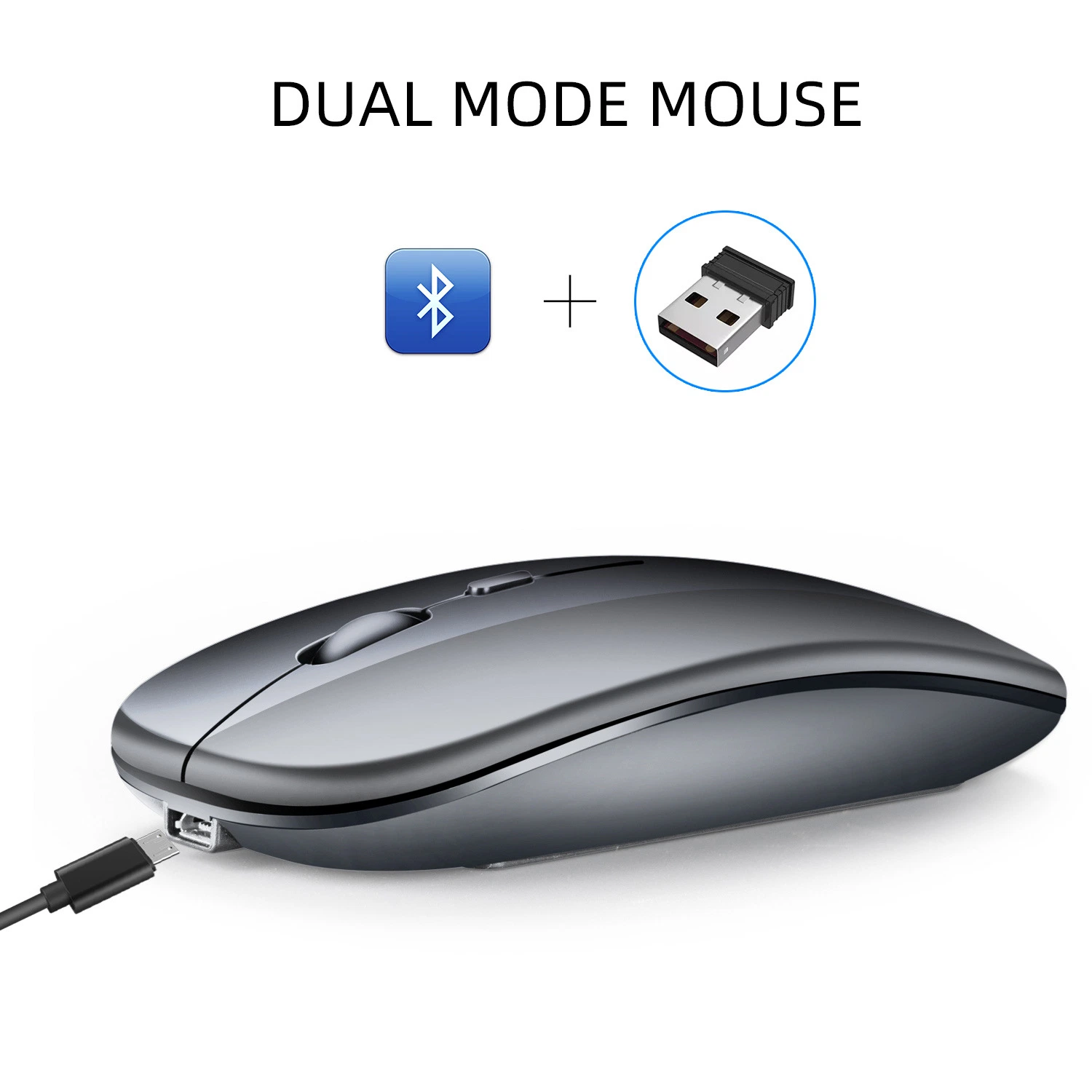 Fournitures de bureau pour ordinateur portable de la souris Bluetooth 2.4G Dual-Mode Desktop Office de la souris Souris sans fil en mode silencieux