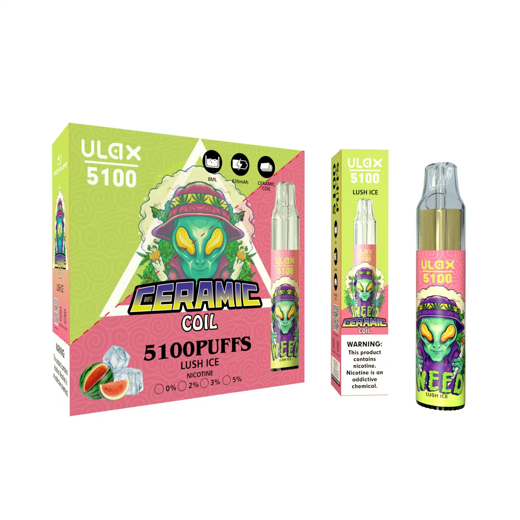 10ml Huile de la bobine en céramique Vape Randm jetables de lumière RVB Movkin Ulax 5100