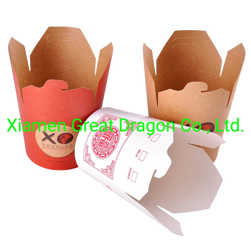 Asian Take-out Paper Food Boxes with Metal Wire Handle (NPC-1202)