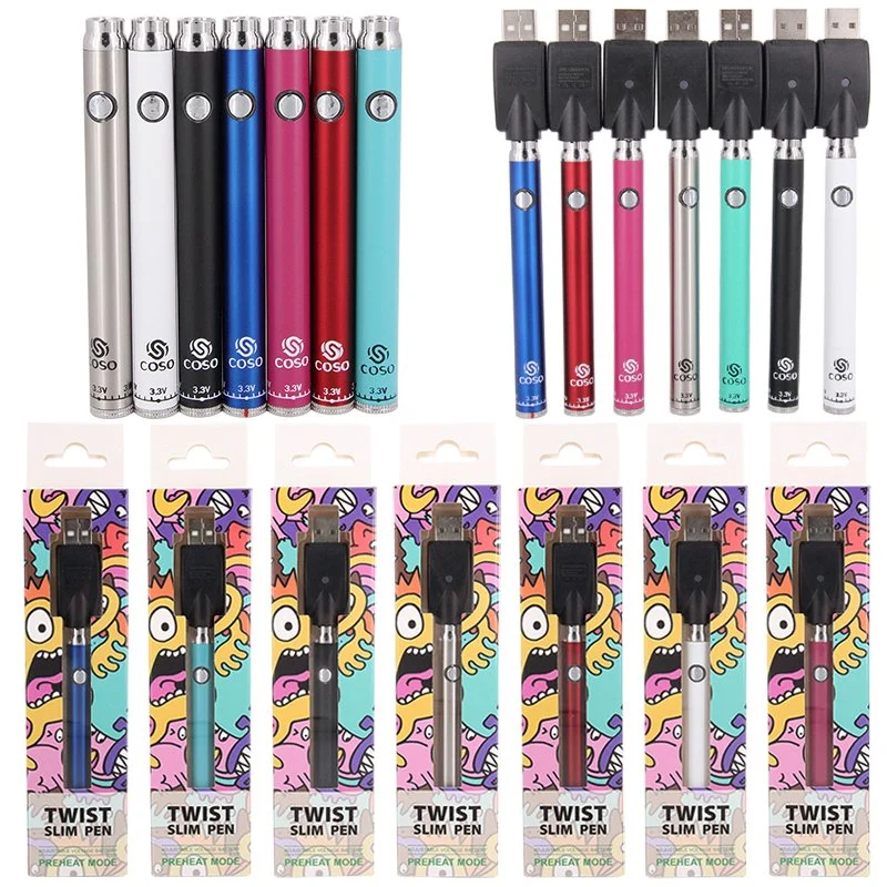 Slim batería original de Vape bolígrafo de giro de la batería de precalentamiento de tensión ajustable para 510 cartuchos de hilo