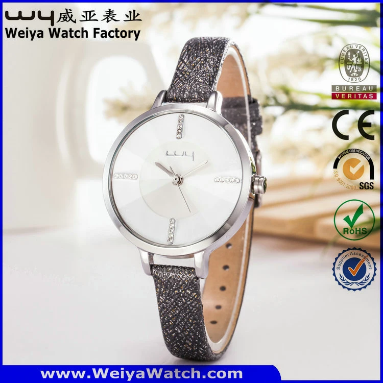 Fashion Factory Leather Strap Quartz Wrist Watch for Ladies (WY-042B)