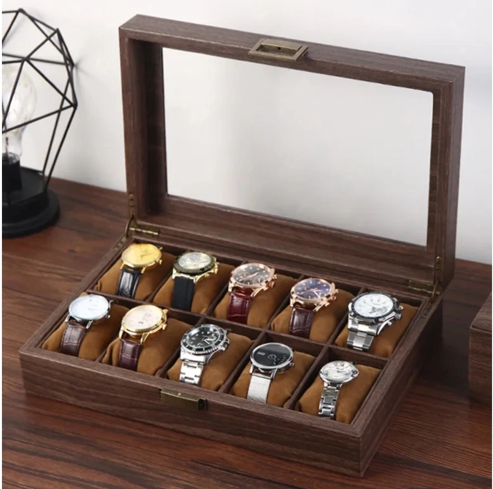 10 Slots Watch Box Organizer Men Watch Display Storage Case for Wristwatches