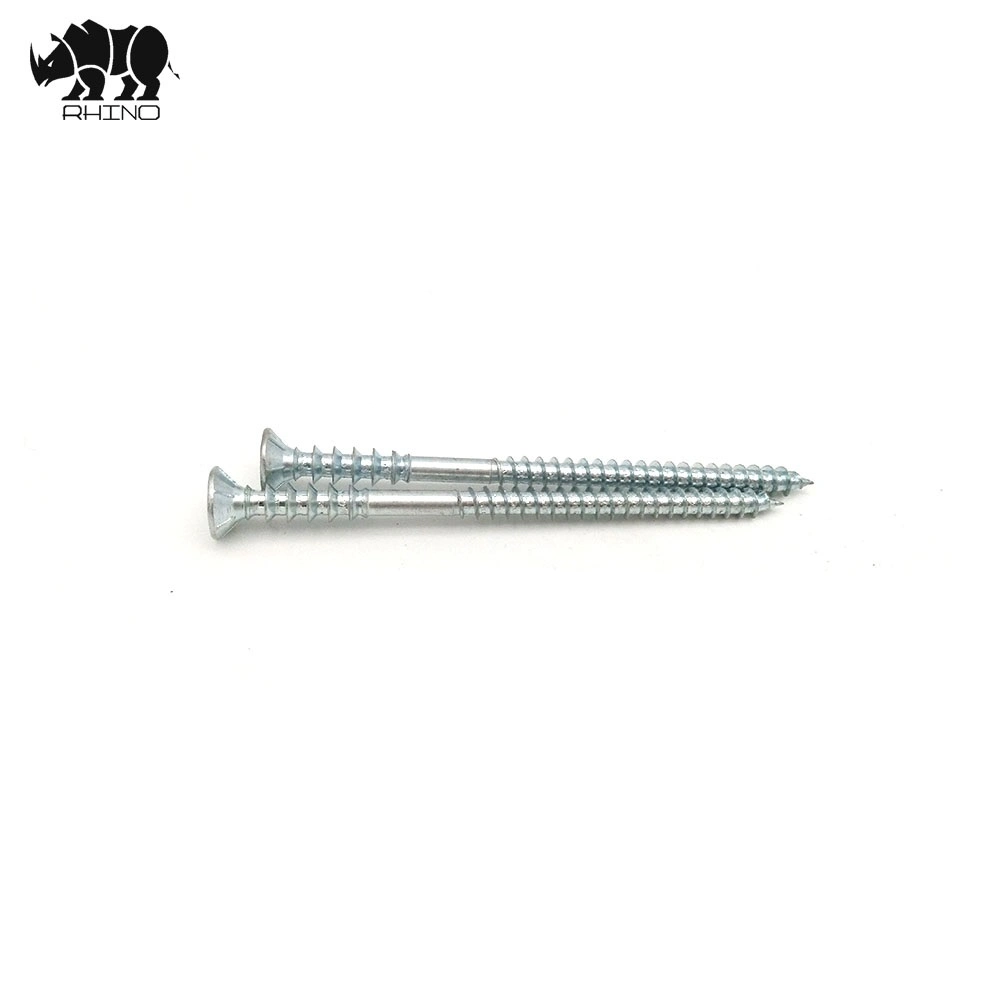 Torx Csk Head with 6 Ribs, Knurled Neck, Double Thread, Galvanized, Chipboard Screw