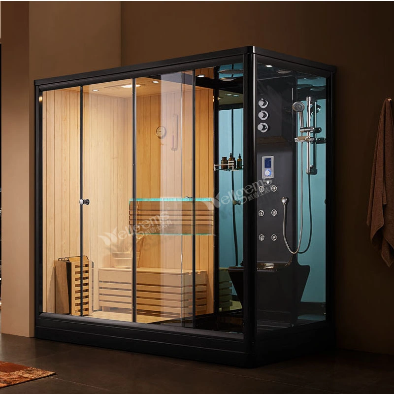 Salle de sauna sec combinée avec dossier haut de gamme coloré et vapeur humide Salle de douche