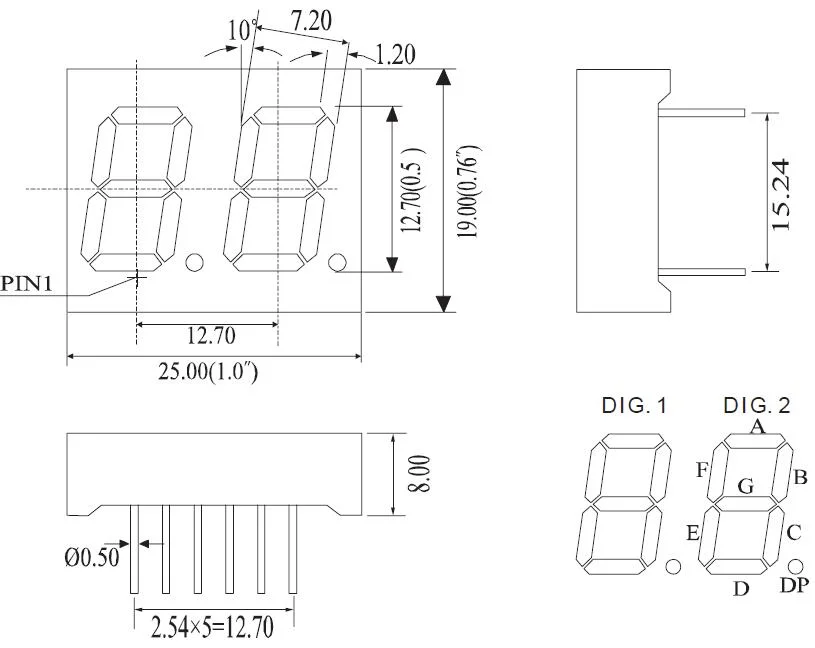 0.5 Inch Dual Digits 7 Segment LED Display with RoHS From Expert Manufacturer