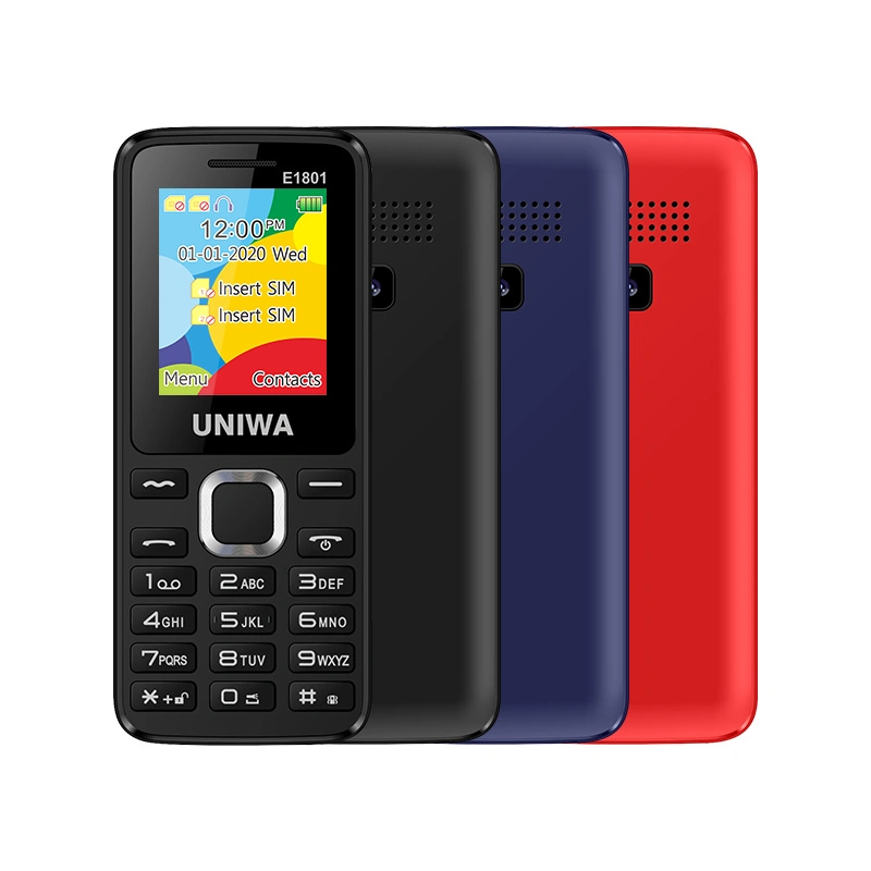 2g de China Mobile Phone Uniwa E1801 1,77 pulgadas de pantalla Dual SIM del teléfono móvil de teclado