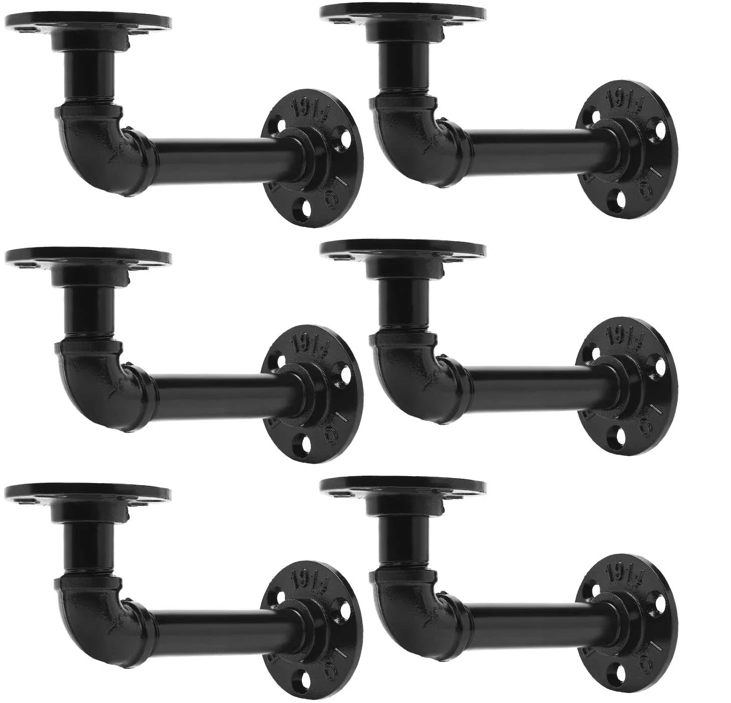 Restoration Hardware Pipe Flanges Nipple Warehouse Shelf Anti-Rust Wood Ladder Pipe Fitting Decor Shelf Brackets