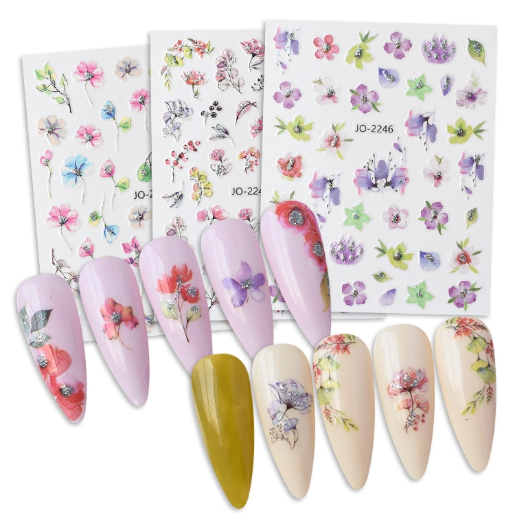 Floral Butterfly Adhesive Leaves Spring Summer Flowers Nail Stickers for Acrylic Nails Tips