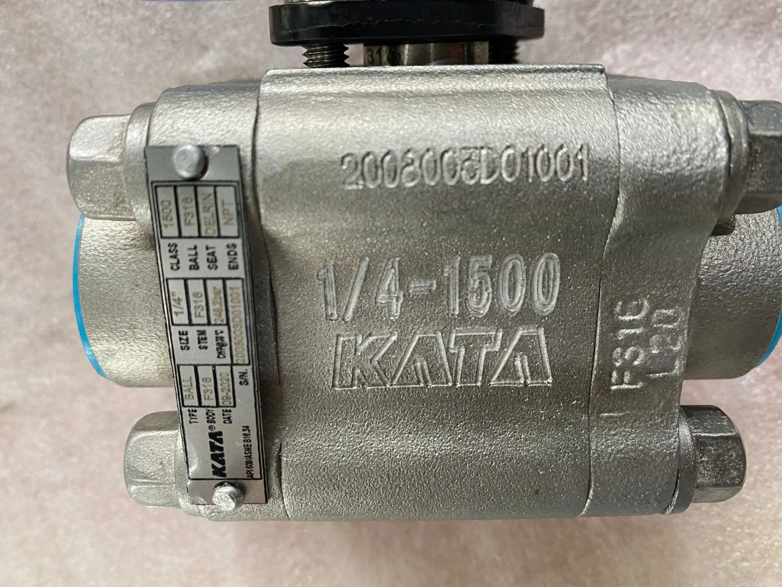 3 Piece Position Type Ball Valve, ASTM A105n, Class 800, 1 Inch