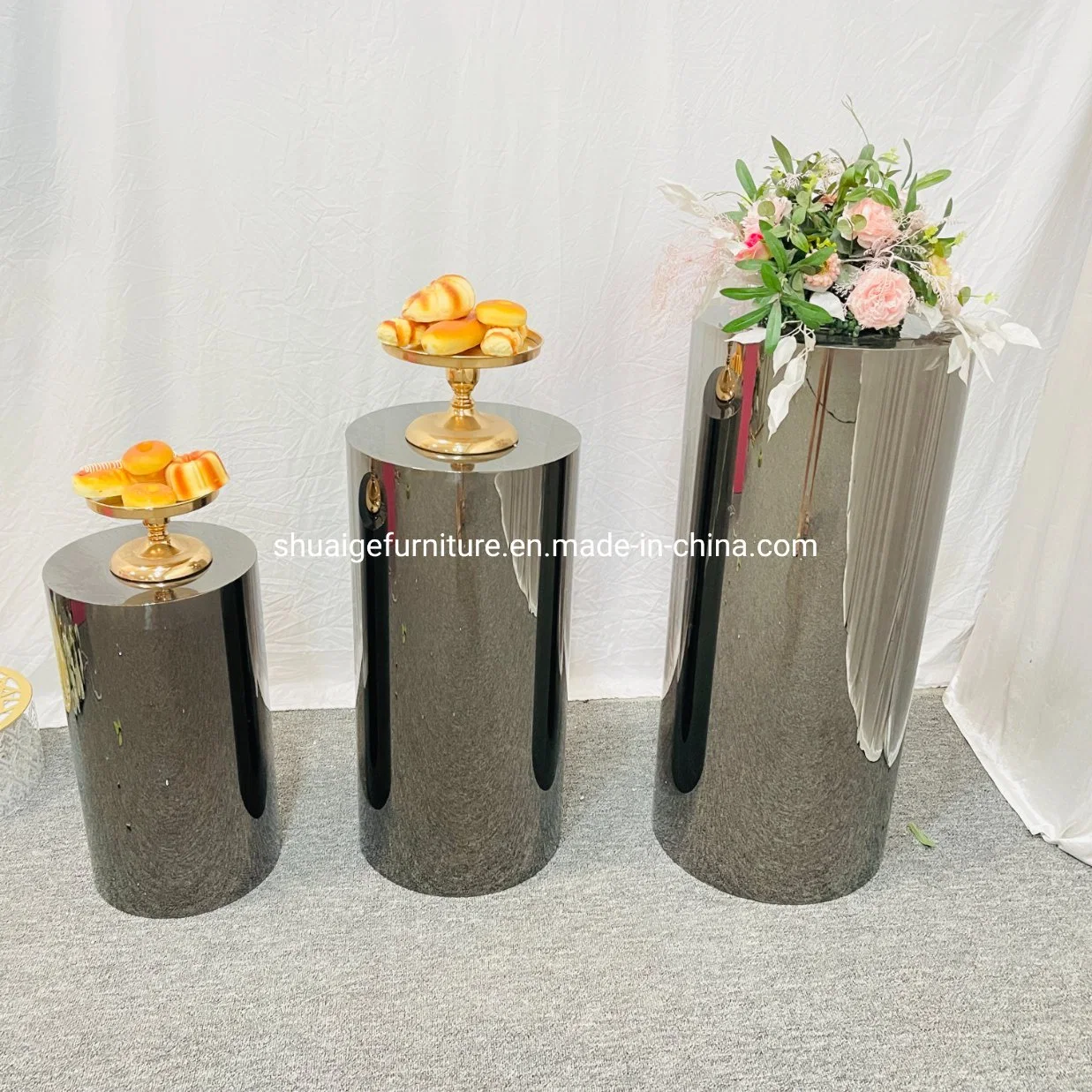 Black Cake Stand Candle Holder Flower Stand Wedding Decoration Plinths