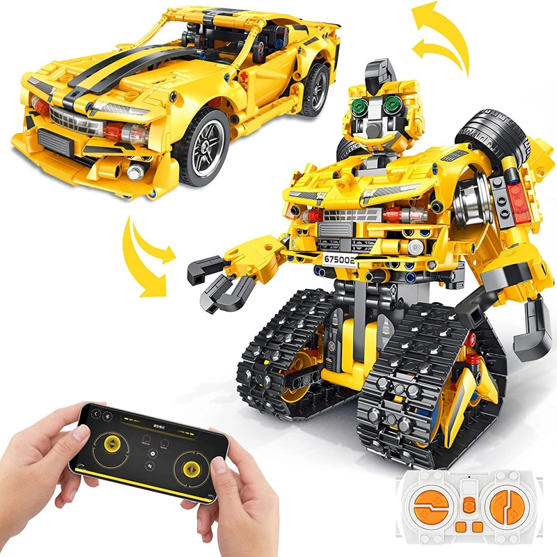 Panlos 901PCS Remote & APP Controlled Robot Building Toys 2 in 1 Programmable Robotic Construction Kit Stem Projects Transformer Toys